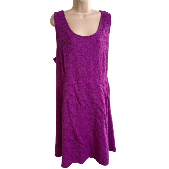 Lane Bryant Purple Lace Sleeveless Dress Size 28 Scoop Neck Keyhole Back u - Picture 1 of 7